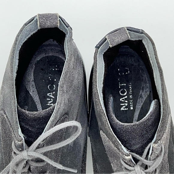 Naot Mistral Boots Ankle Booties Suede Grey Silver Block Heel Lace Up Neutral 38 - Picture 13 of 15